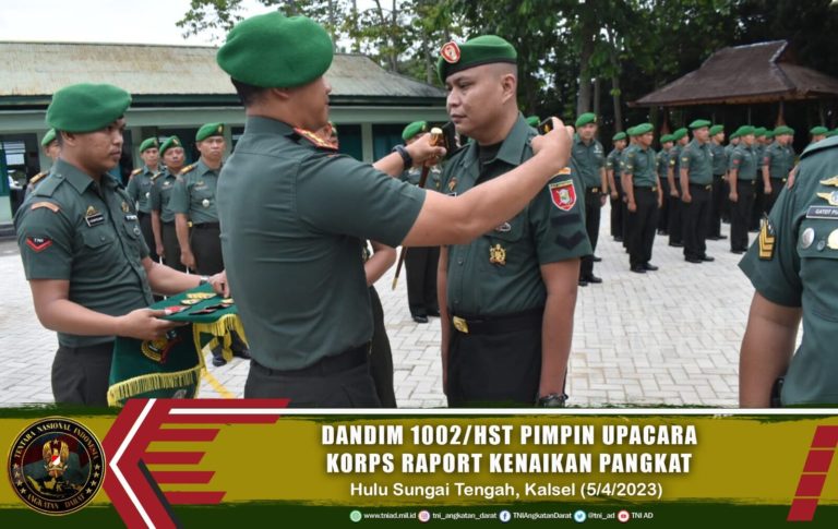 Dandim 1002/HST Pimpin Upacara Rapor Kenaikan Pangkat Korps